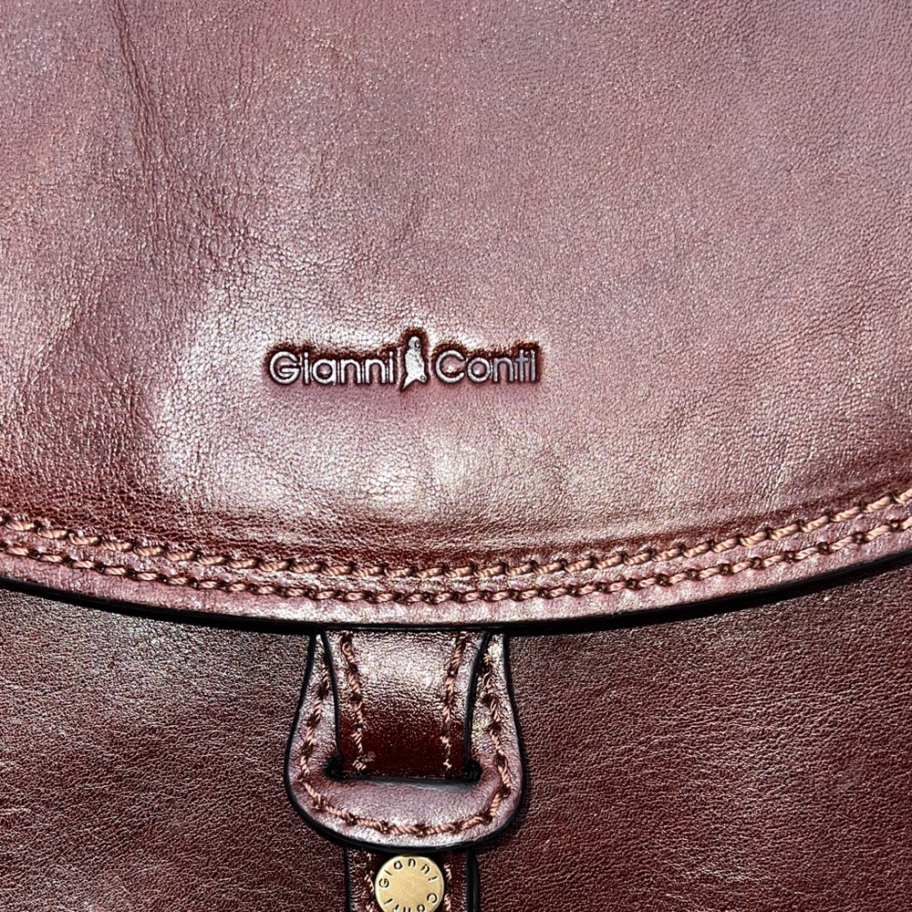 Gianni Conti Brown Leather Crossbody Saddle Bag Classic Chocolate Excellent New - Picture 2 of 16